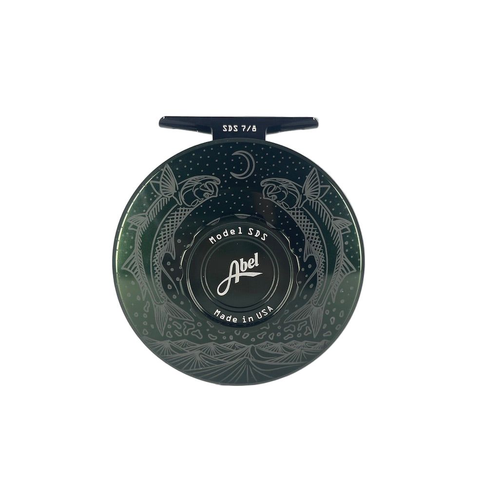 abel fly reel sds Abel SDS 7/8 Solid Deep Green, w/Deep Green Drag Knob & Lg Walnut Handle &  Moondance Finish (IN STOCK)