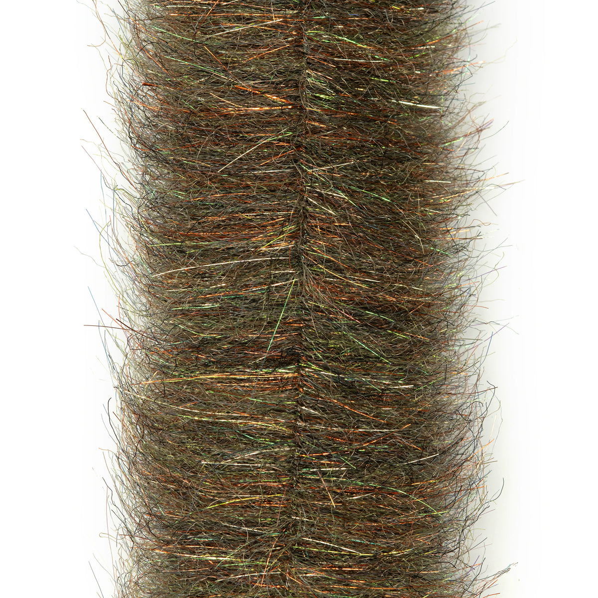 Olive brown EP Minnow Head brush with orange and green metallic highlights