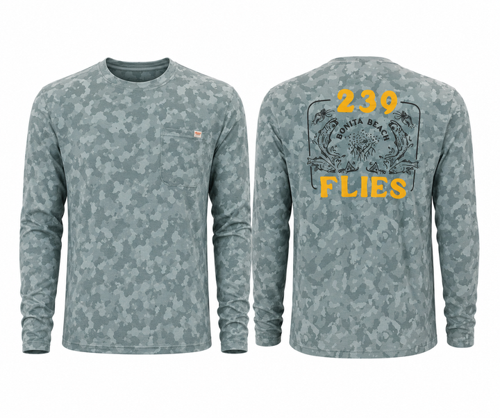 Marsh Wear Buxton Hagood Crewneck Trellis Foxhole Camo w/239Flies Everglades Slam Art