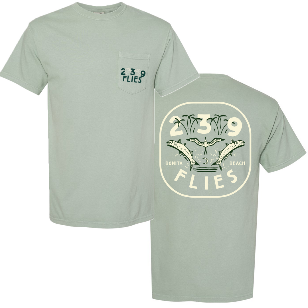 239 Flies X Bre Drake Pocket Tee Shirt - Stone Grey Tarpon