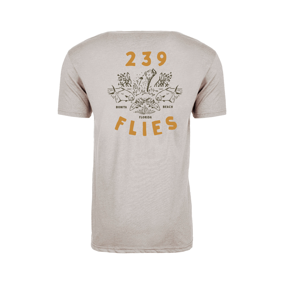 Back graphic of 239 Flies Bonita Beach Florida tee
