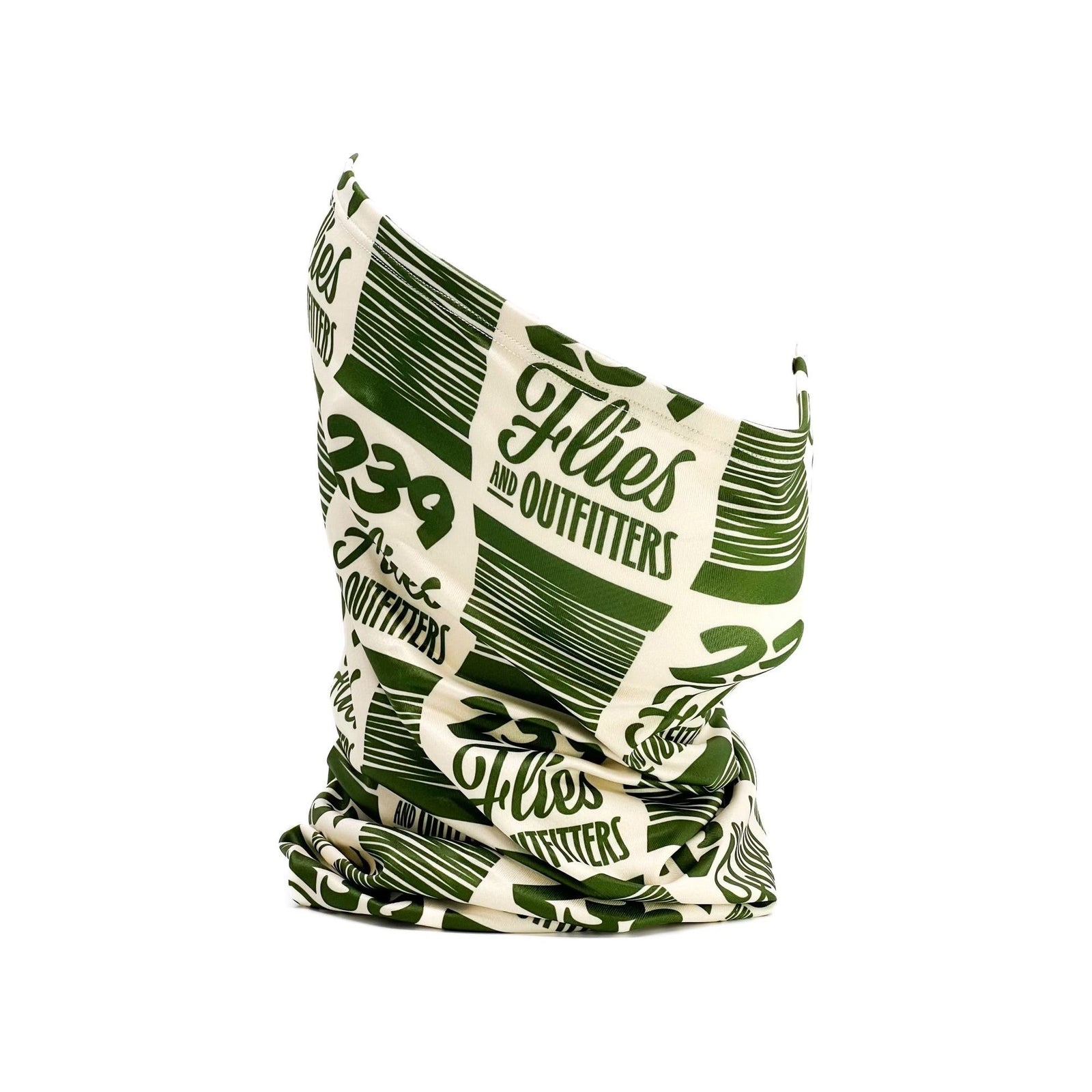 Cream 239 Flies sun mask with dark green thread spool pattern