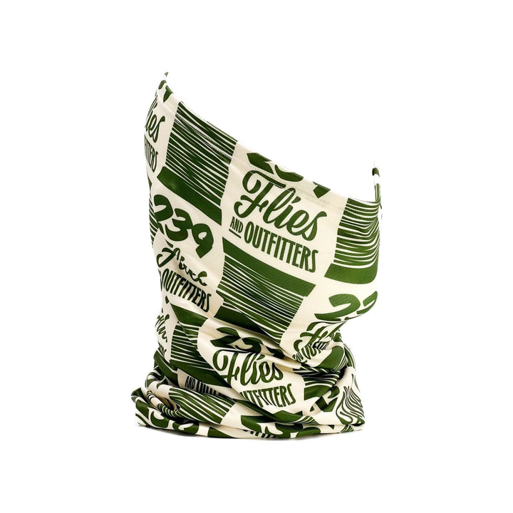 Cream 239 Flies sun mask with dark green thread spool pattern