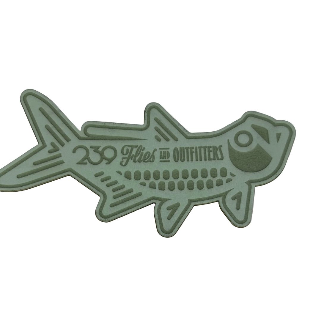 Sage Green Tarpon Fly Patch with Embossed Rib Details