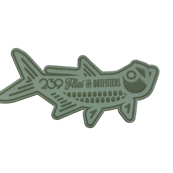 Sage Green Tarpon Fly Patch with Embossed Rib Details