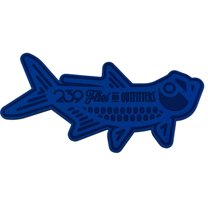 Royal Blue Tarpon Fly Patch with Dark Navy Contrast Text