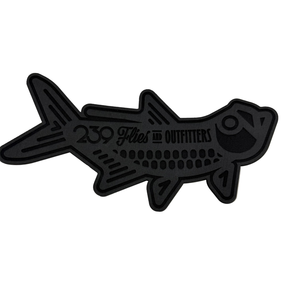 Black Monochromatic Tarpon Fly Patch with Debossed Design