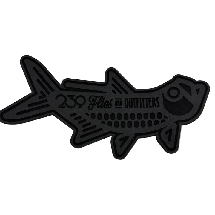 Black Monochromatic Tarpon Fly Patch with Debossed Design