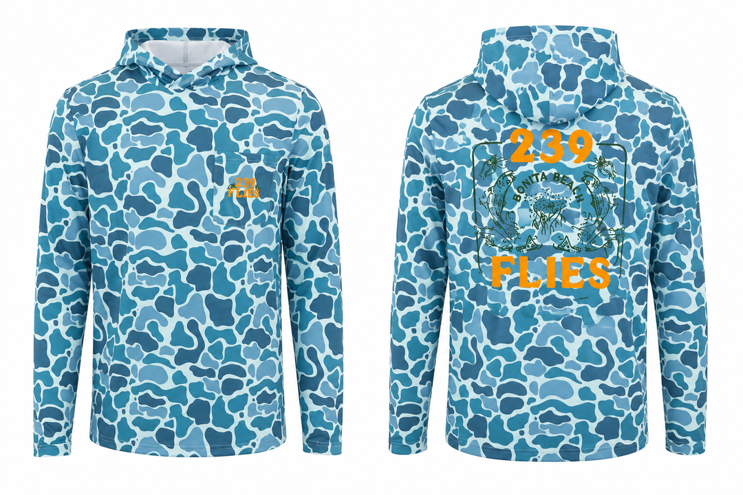 239Flies Technical Fishing Sun Hoody - Blue Camo Everglades Slam
