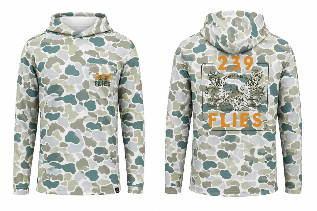 239Flies Technical Fishing Sun Hoody - Stone Camo Grande Slam