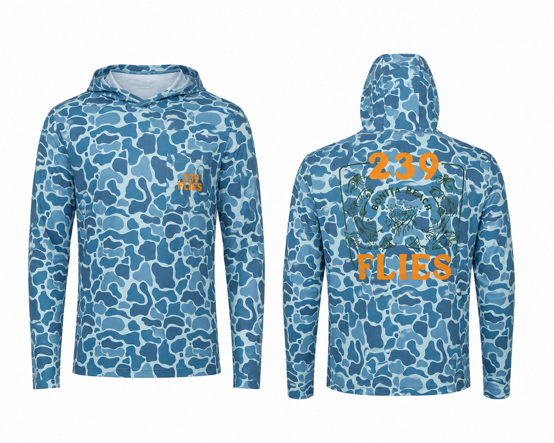 239Flies Technical Fishing Sun Hoody - Blue Camo Everglades Slam