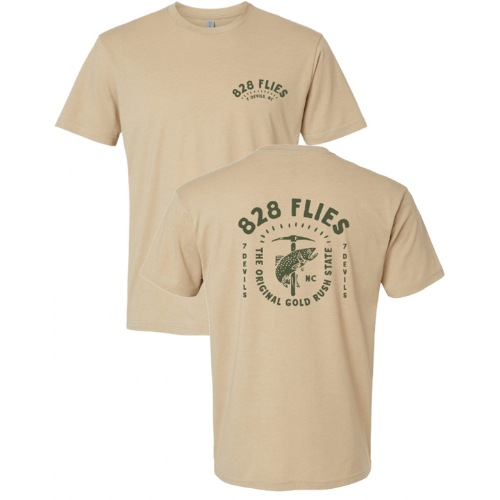 828 Flies X Tee Shirt Gold Rush 1 - Heather Tan