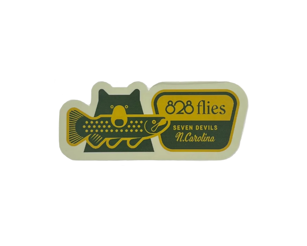 828 Smokey &amp; Pisgah die-cut sticker with bear and fish design