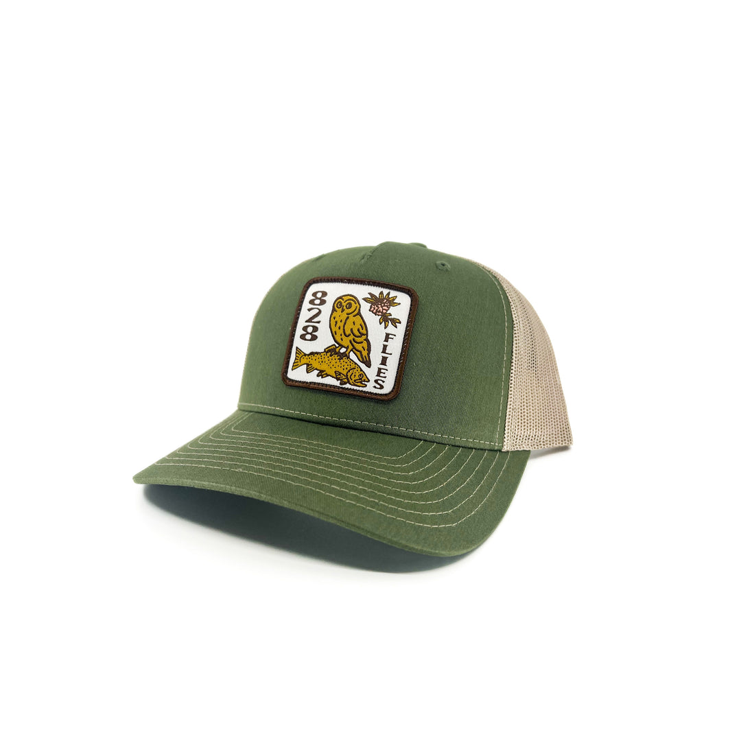 828 Trucker Hat - Fowl Hooked Split Army Olive/Tan OSFM (NEW)