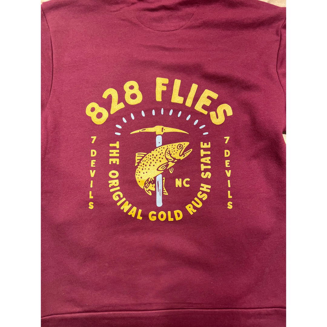 828Flies Sweatshirt Hoodie - Maroon w/Bre Drake Gold rush