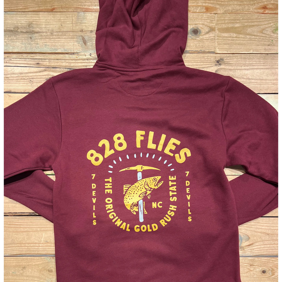 828Flies Sweatshirt Hoodie - Maroon w/Bre Drake Gold rush