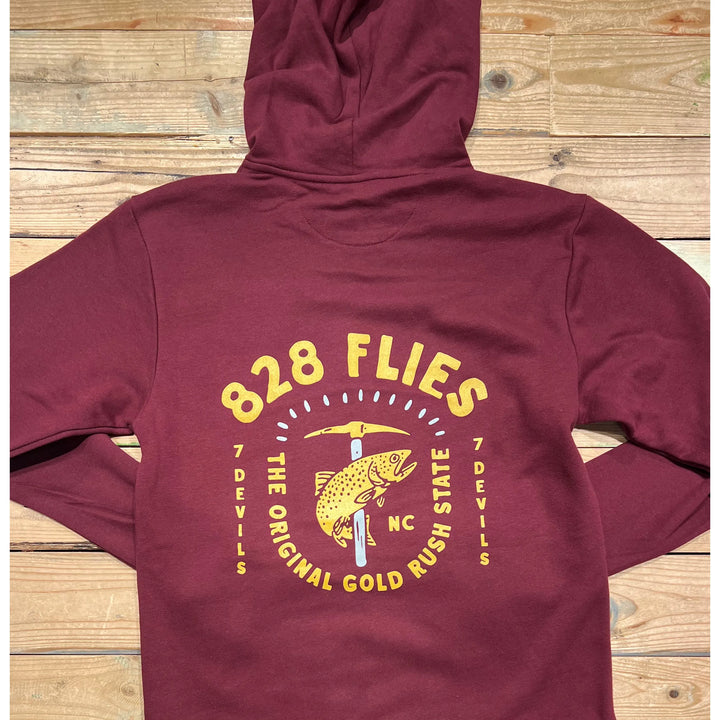 828Flies Sweatshirt Hoodie - Maroon w/Bre Drake Gold rush
