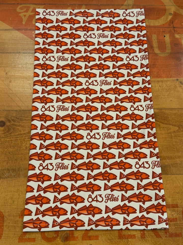 Red Runner sun mask fabric with orange redfish and &