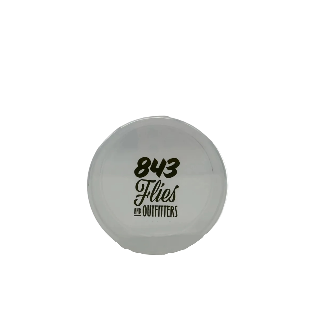 843 Fly Puck translucent plastic fly storage box with black logo