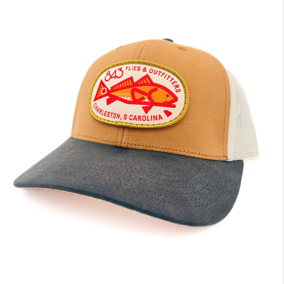 843 Trucker Hat - Big Red - Wheat/Slate Brown