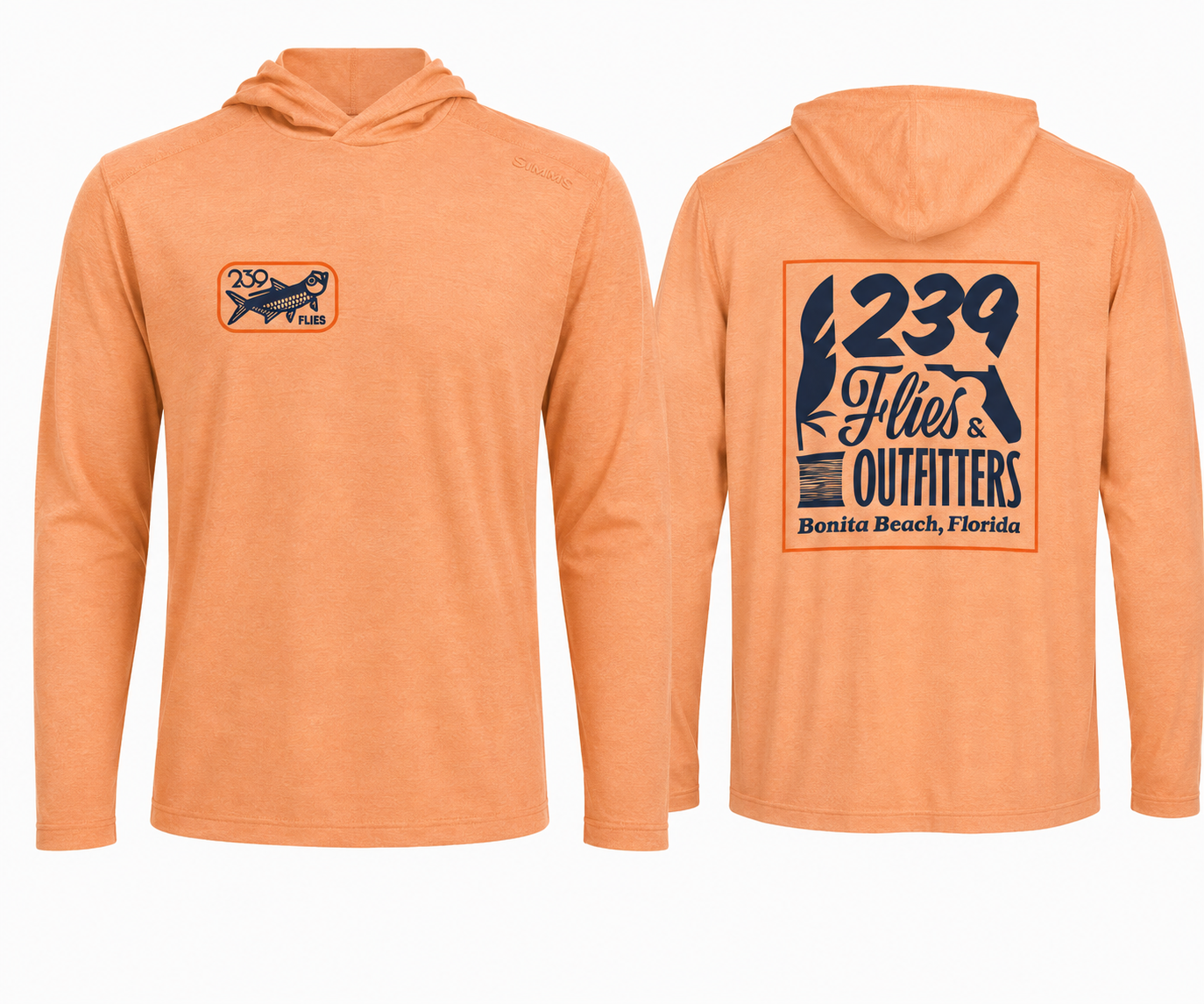 Orange Maple Heather Simms Solarflex Hoody front and back composite shot