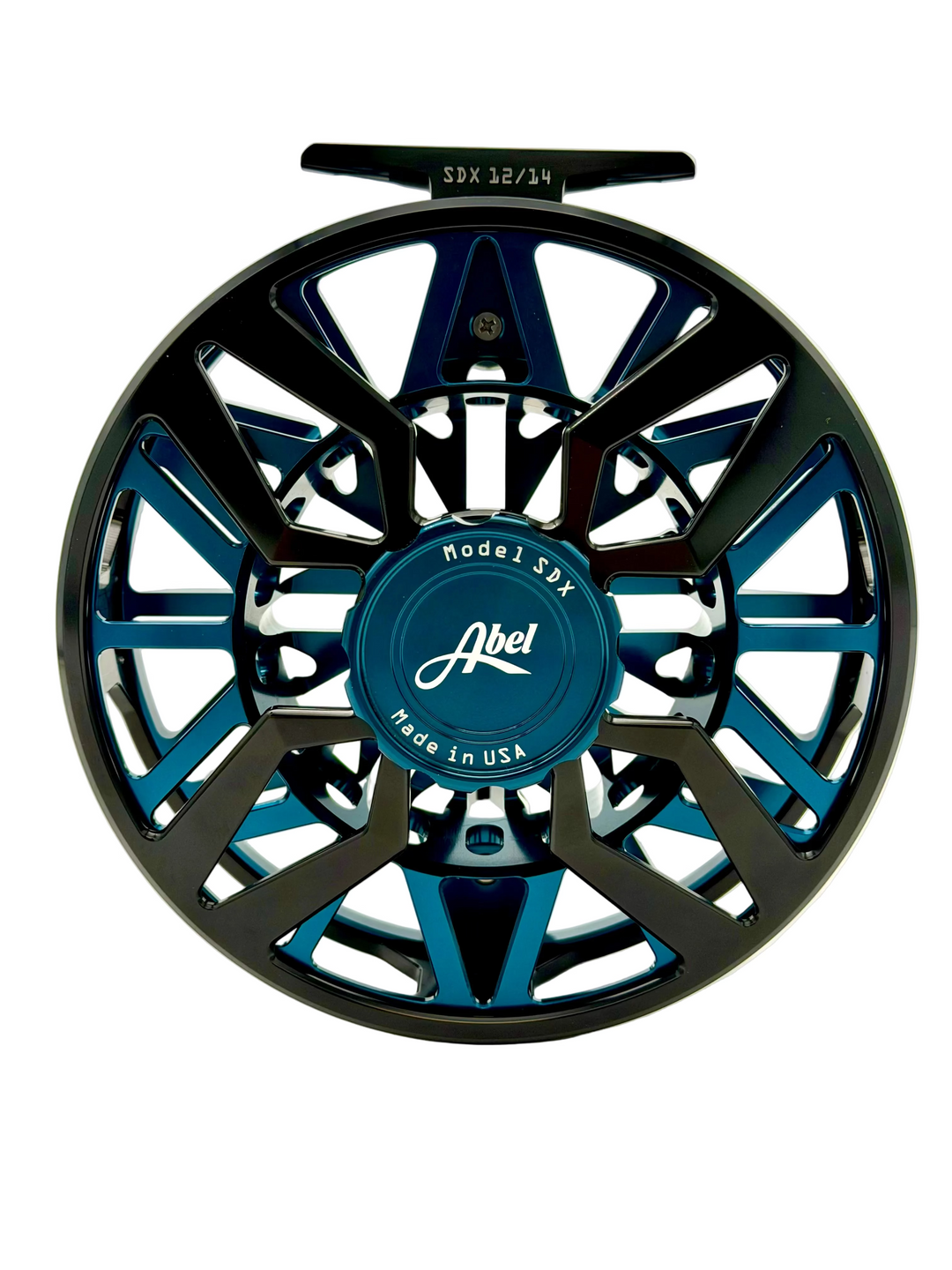 Abel SDX 12/14 - Ported Black Frame Deep Blue Spool w/ Deep Blue Drag Knob w/ Black Handle (IN STOCK)