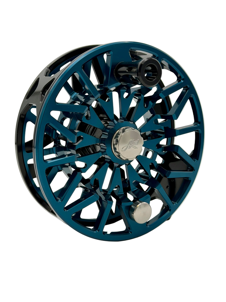 Abel SDX 12/14 - Ported Black Frame Deep Blue Spool w/ Deep Blue Drag Knob w/ Black Handle (IN STOCK)