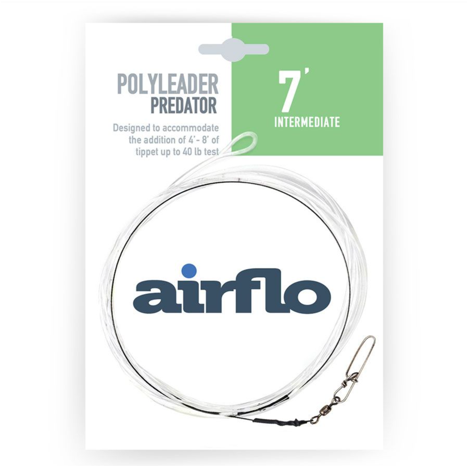 Airflo Polyleader Predator 7' intermediate fishing leader with titanium bite tippet and snap swivel