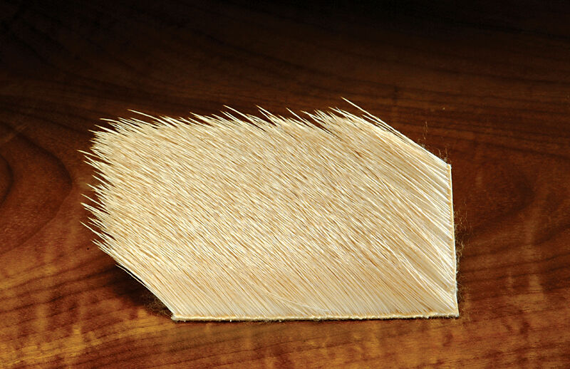 Bleached elk hair fly tying material, light blond natural strands for high visibility in rough water
