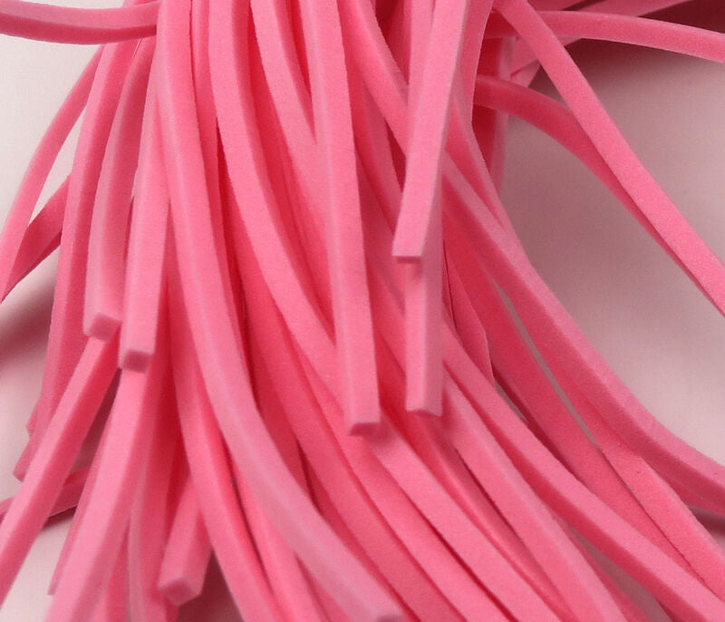 Bright pink flat rectangular foam strips for fly tying