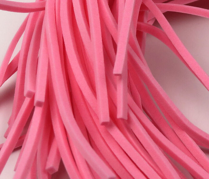 Bright pink flat rectangular foam strips for fly tying