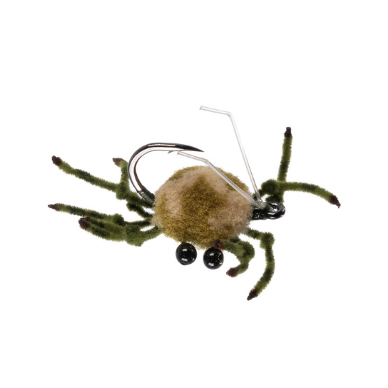 Umpqua McFly Crab fly in olive-green chenille with natural mottled pattern