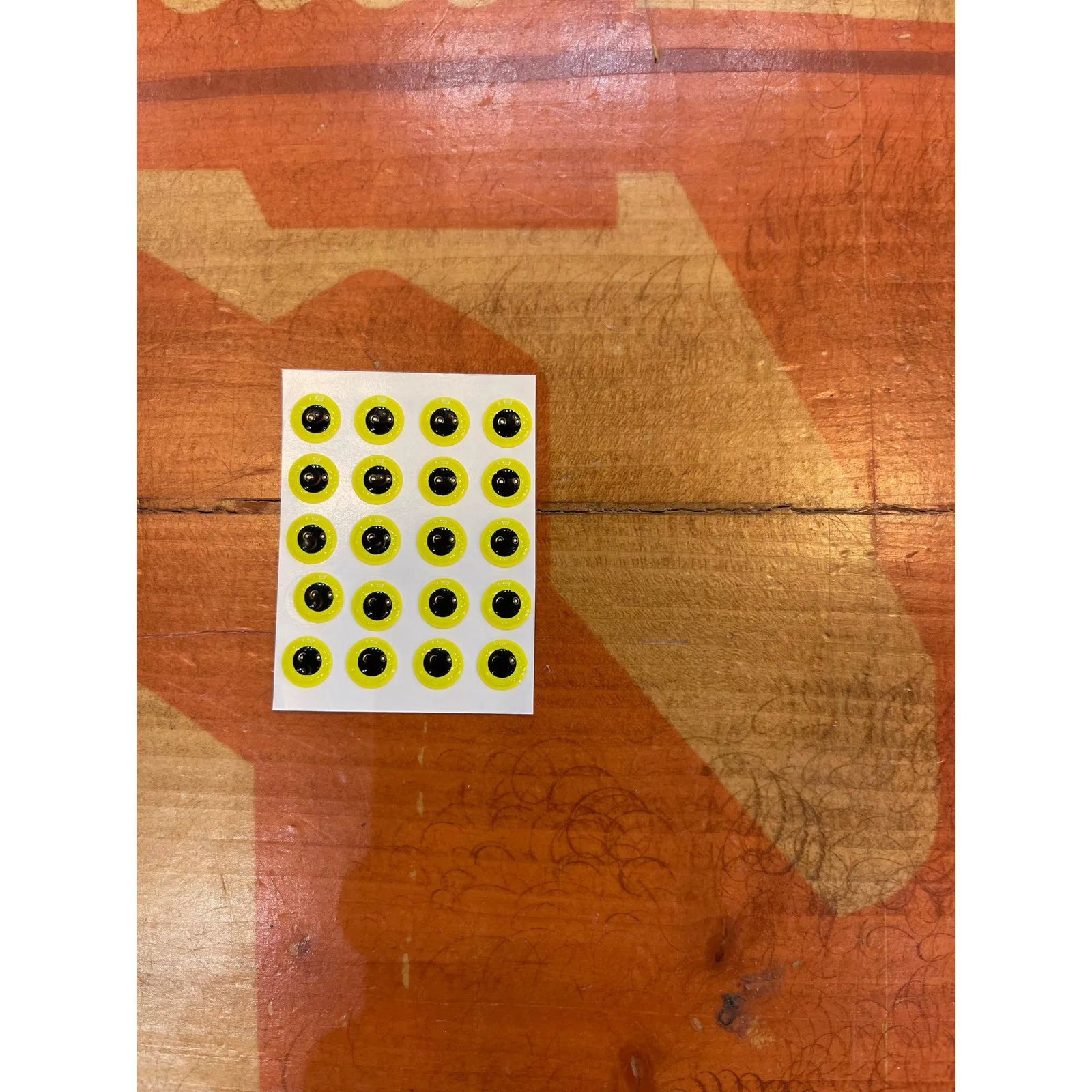 Hareline Fluorescent Yellow Fly Eyes 8mm Sticker Sheet