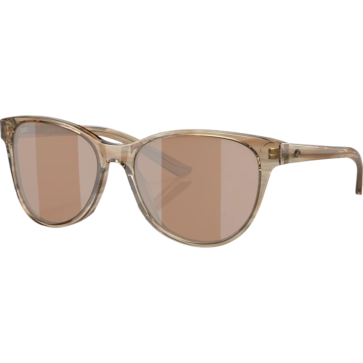 Costa Catherine copper bio-acetate cat-eye sunglasses with silver mirror polarized lenses