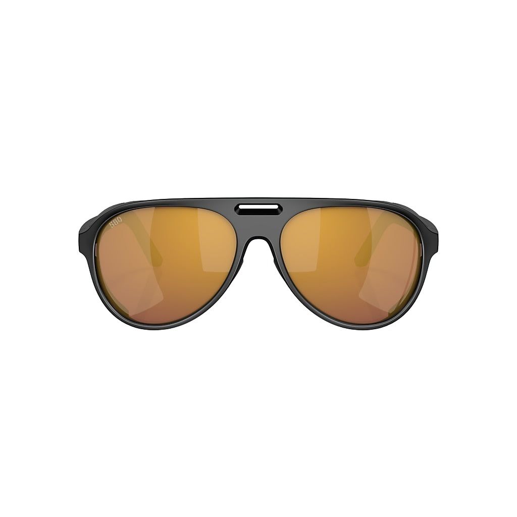 Costa Grand Catalina matte black aviator sunglasses with gold mirror polarized lenses