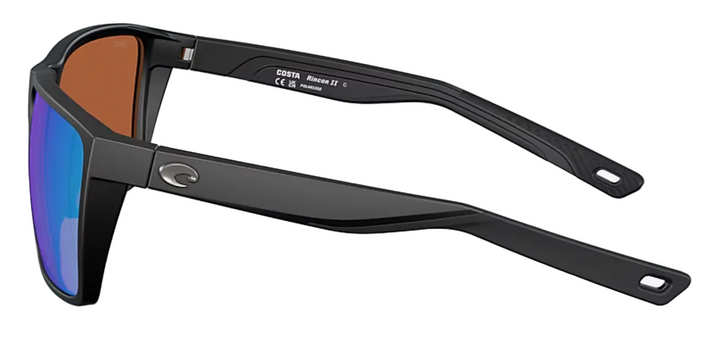 Rear view of Costa Rincon II sunglasses highlighting polarized lens tint and frame construction