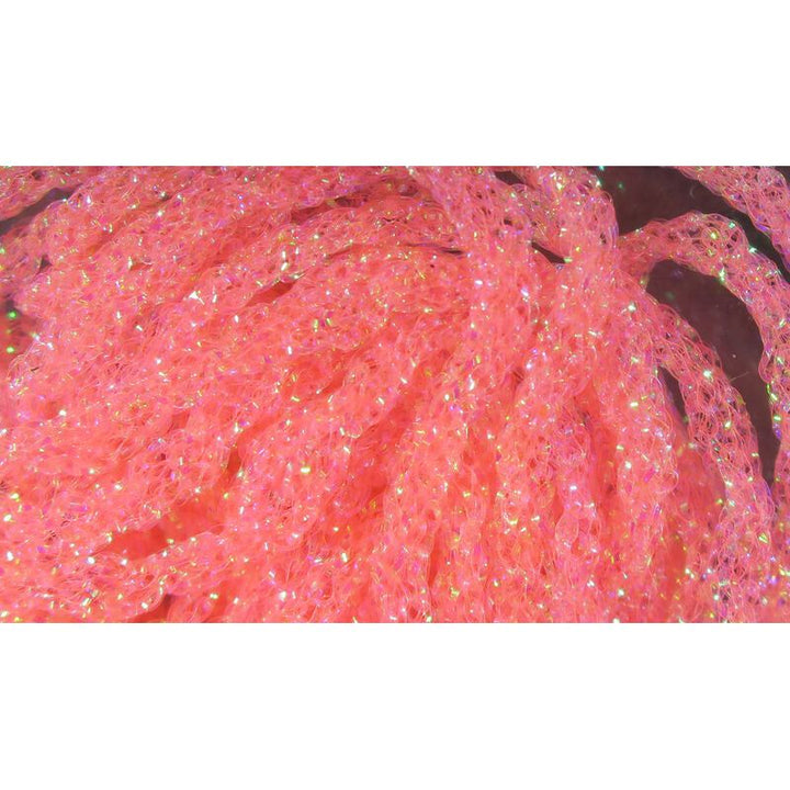 Neon pink iridescent tubular diamond braid detail