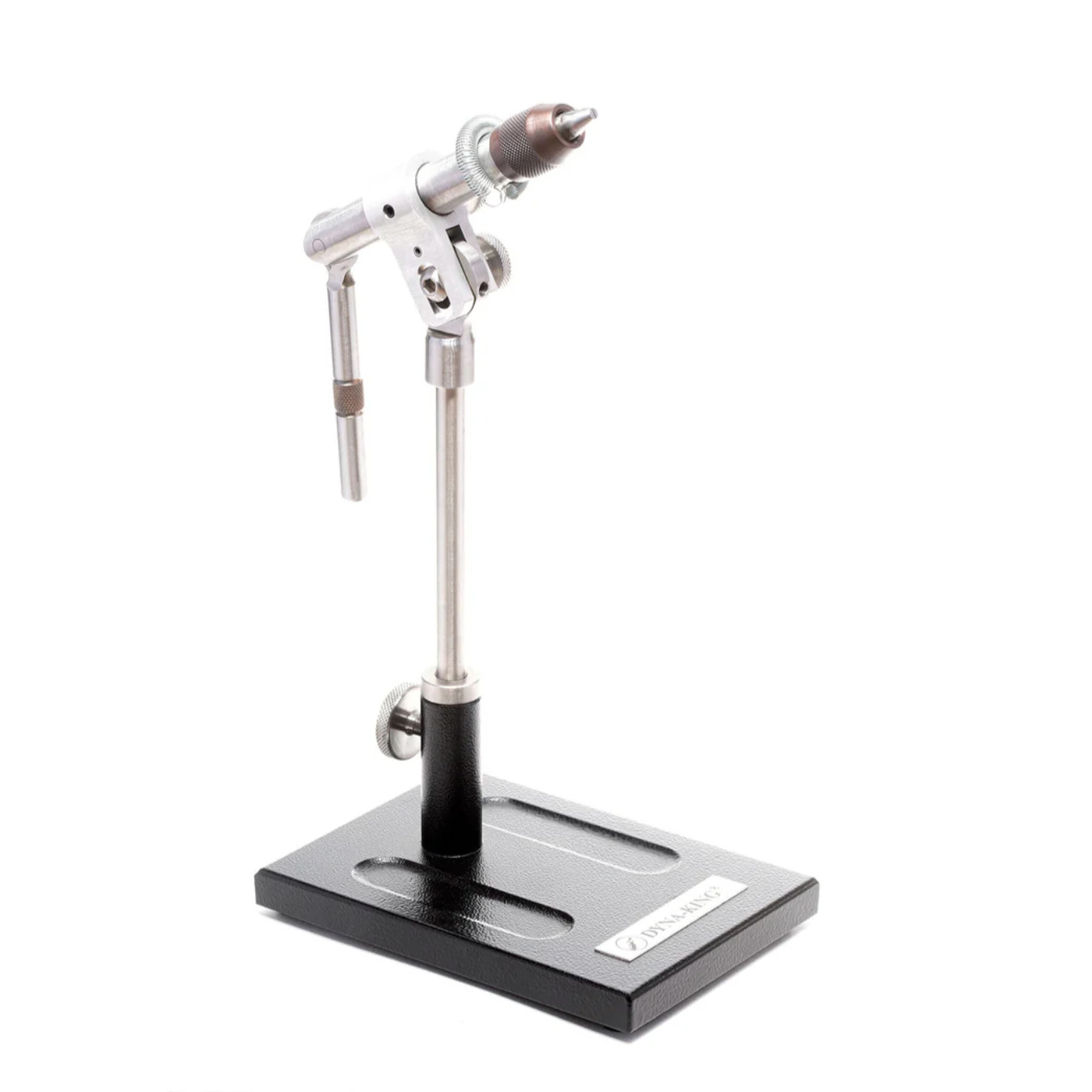 Dyna-King Professional vise showing engraved logo badge and copper-toned jaw tips