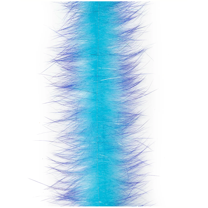 Cyan blue EP Bunny Brush with indigo shaded tips and white flash for bonefish patterns