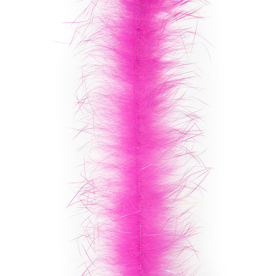 Hot pink EP Bunny Brush strip with white flash threads for freshwater fly patterns