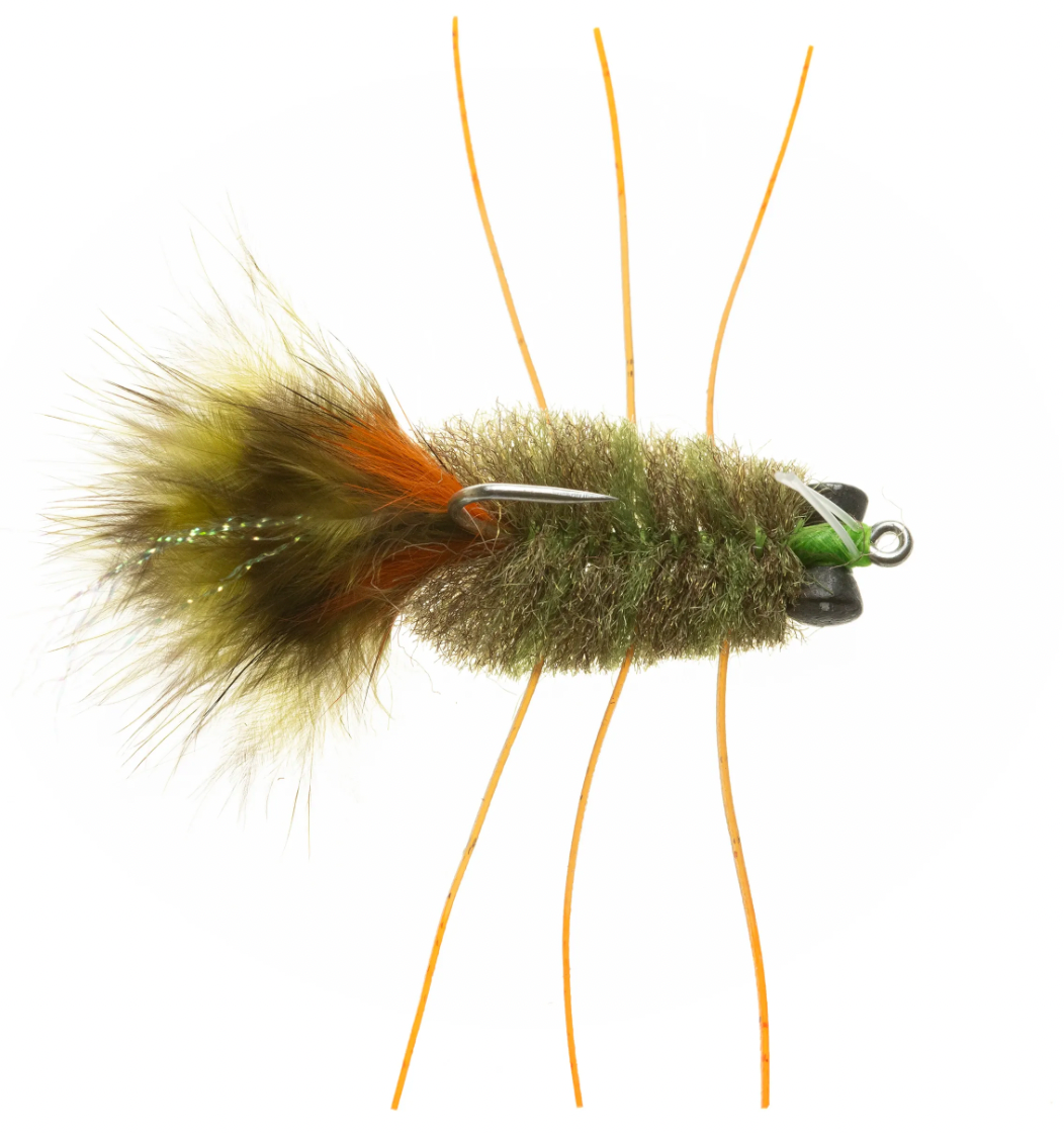 EP Permit Crab fly in olive with orange band and legs
