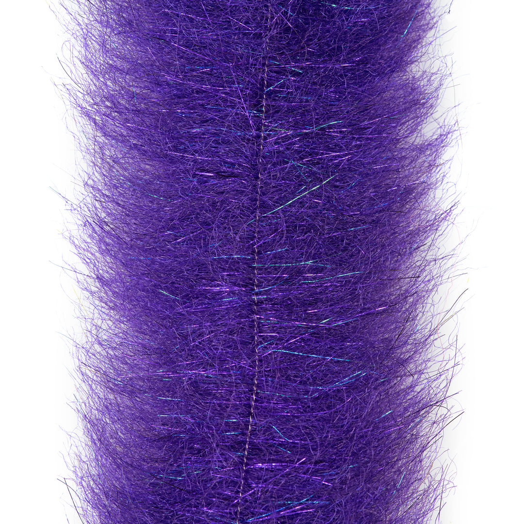 Vibrant purple EP Shrimp Dub brush with iridescent blue and teal tinsel