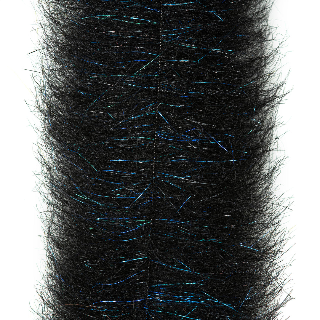 Black EP Shrimp Dub brush with blue and green glitter synthetic fibers