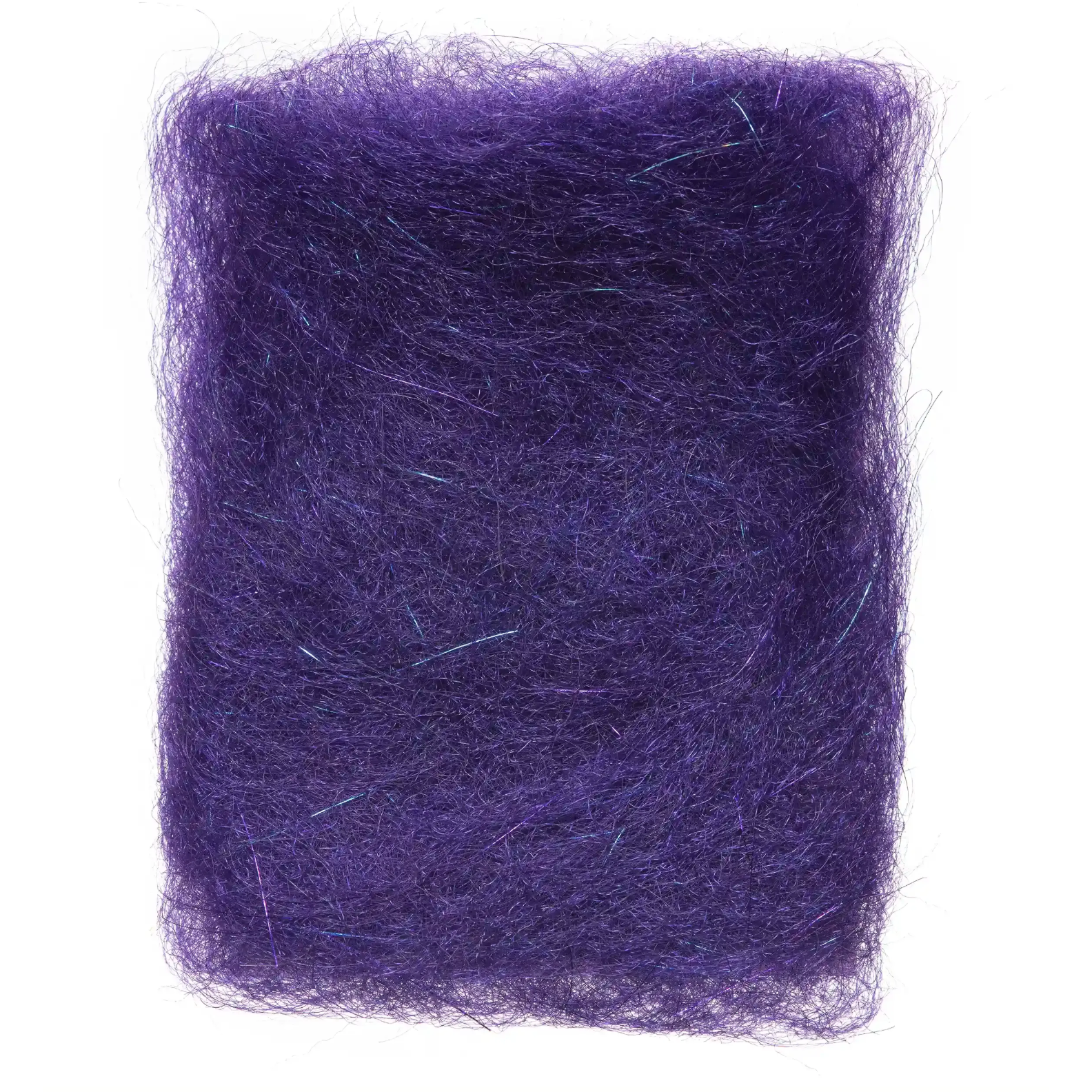 Deep purple EP Shrimp Dubbing Fibers with sparse iridescent teal sparkle accents