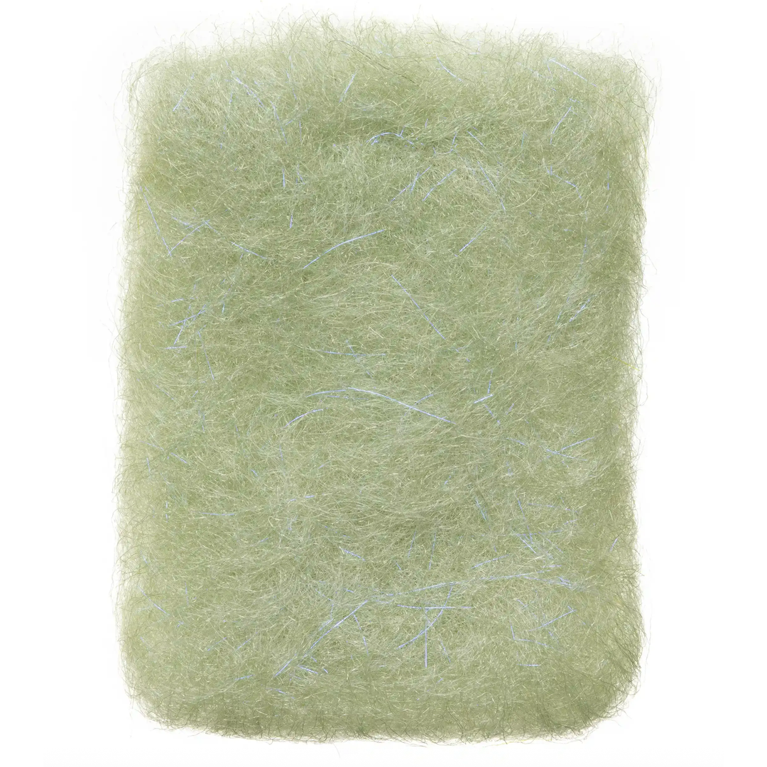 Seafoam green translucent EP Shrimp Dubbing Fibers with blue-white sparkle fibers