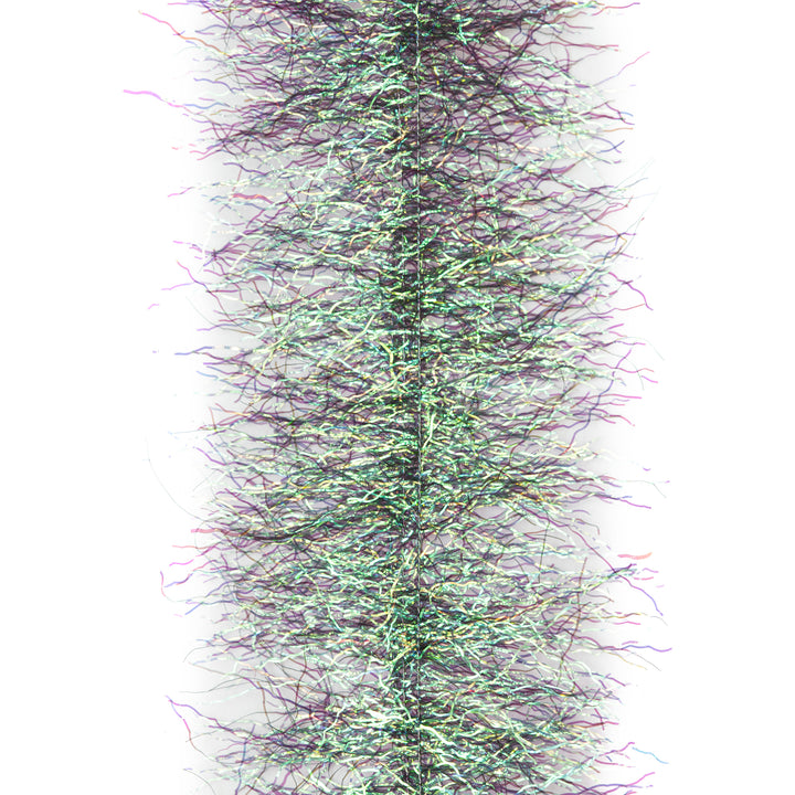 Green and purple iridescent EP Thunderstruck Brush fly tying material with silver highlights