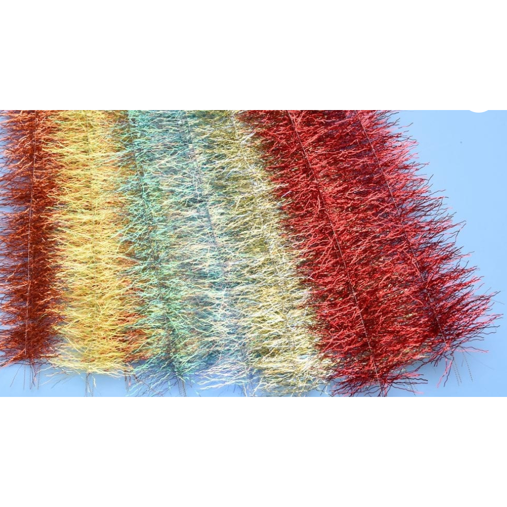Gradient EP Thunderstruck Brush fly tying material featuring copper, teal, and bright red zones