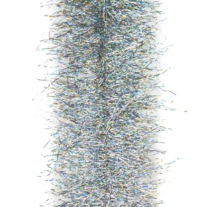 Black and grey EP Thunderstruck Brush fly tying material with holographic rainbow reflections