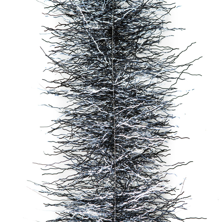 Black and metallic silver EP Thunderstruck Brush fly tying material with high-contrast sparkle