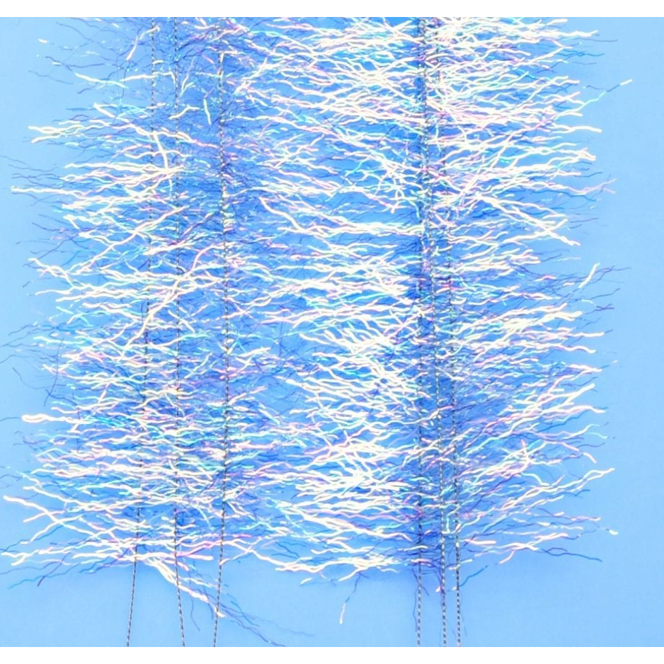 Iridescent white and lavender EP Thunderstruck Brush fly tying material with wavy texture
